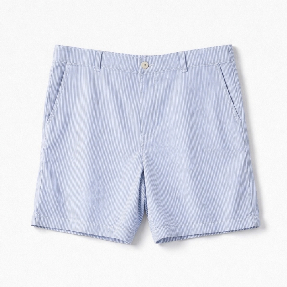 Tommy Hilfiger Shorts Mens 42 X 9 Seersucker Blue White Stripe Flat Front Preppy